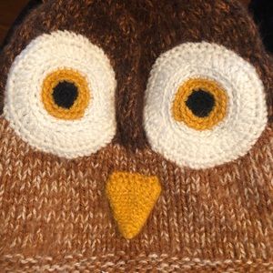 Andes Gifts Owl Cap Hat with Earflaps  -Alpaca Blend  -Small Adult / Large Kid